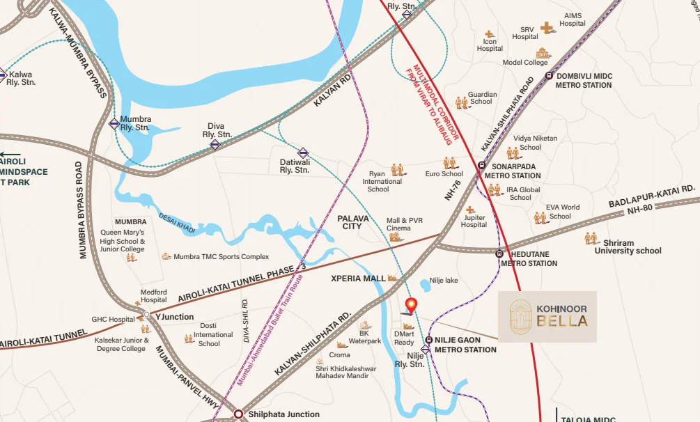 Kohinoor Bella Dombivli Connectivity Map